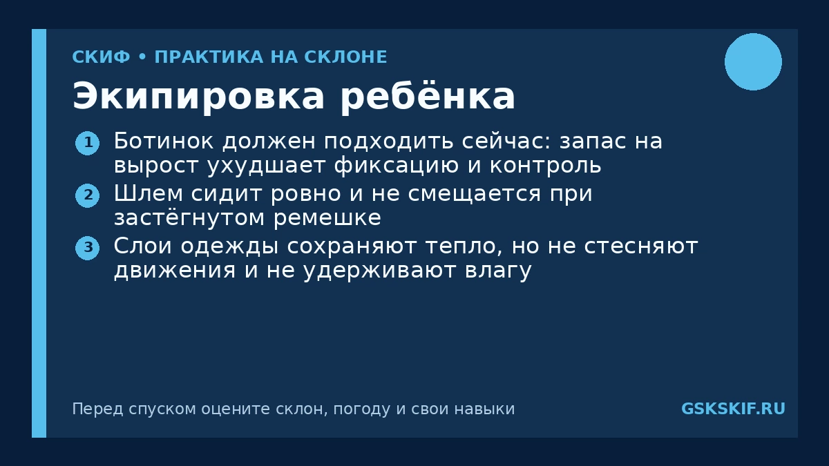 Экипировка ребёнка — инфографика СКИФ